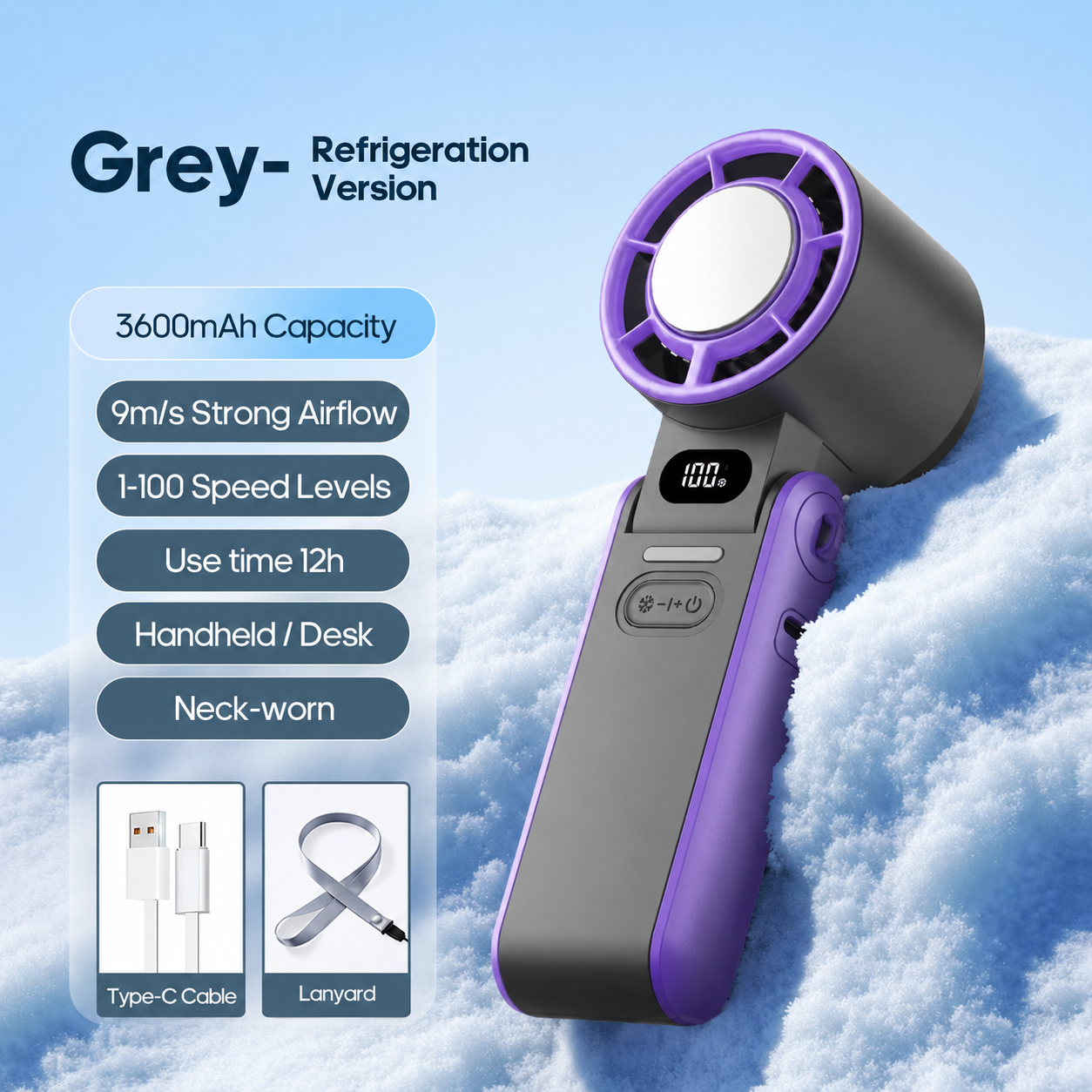 Coolvia – ChillRelief Turbo Fan (Rechargeable 3600mAh 100-level Free Control High Speed Turbo Fan)
