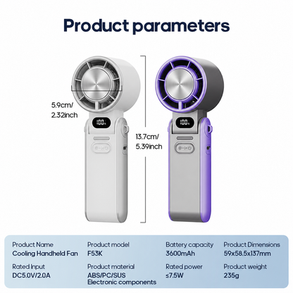 Coolvia – ChillRelief Turbo Fan (Rechargeable 3600mAh 100-level Free Control High Speed Turbo Fan)